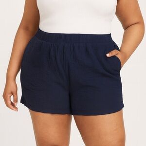 Free Assembly Women’s XL Navy Textured Pull-On Shorts NWT